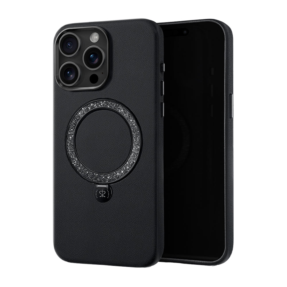 PYNANA iPhone 16 Pro Dancing Circle Magsafe-水鑽磁圈皮質保護殼