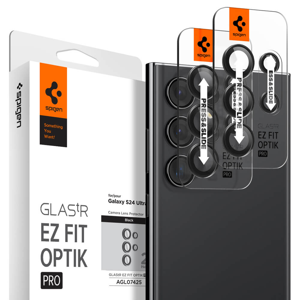 Spigen Galaxy S24 Ultra (6.8吋) Glas.tR EZ Fit Optik Pro 鏡頭保護貼(含快貼板:2入)黑