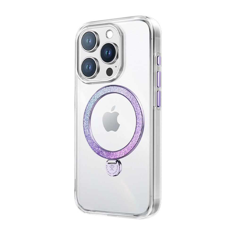 PYNANA iPhone 16 Pro Max Dancing Streamer Magsafe-水鑽磁圈保護殼(紫)