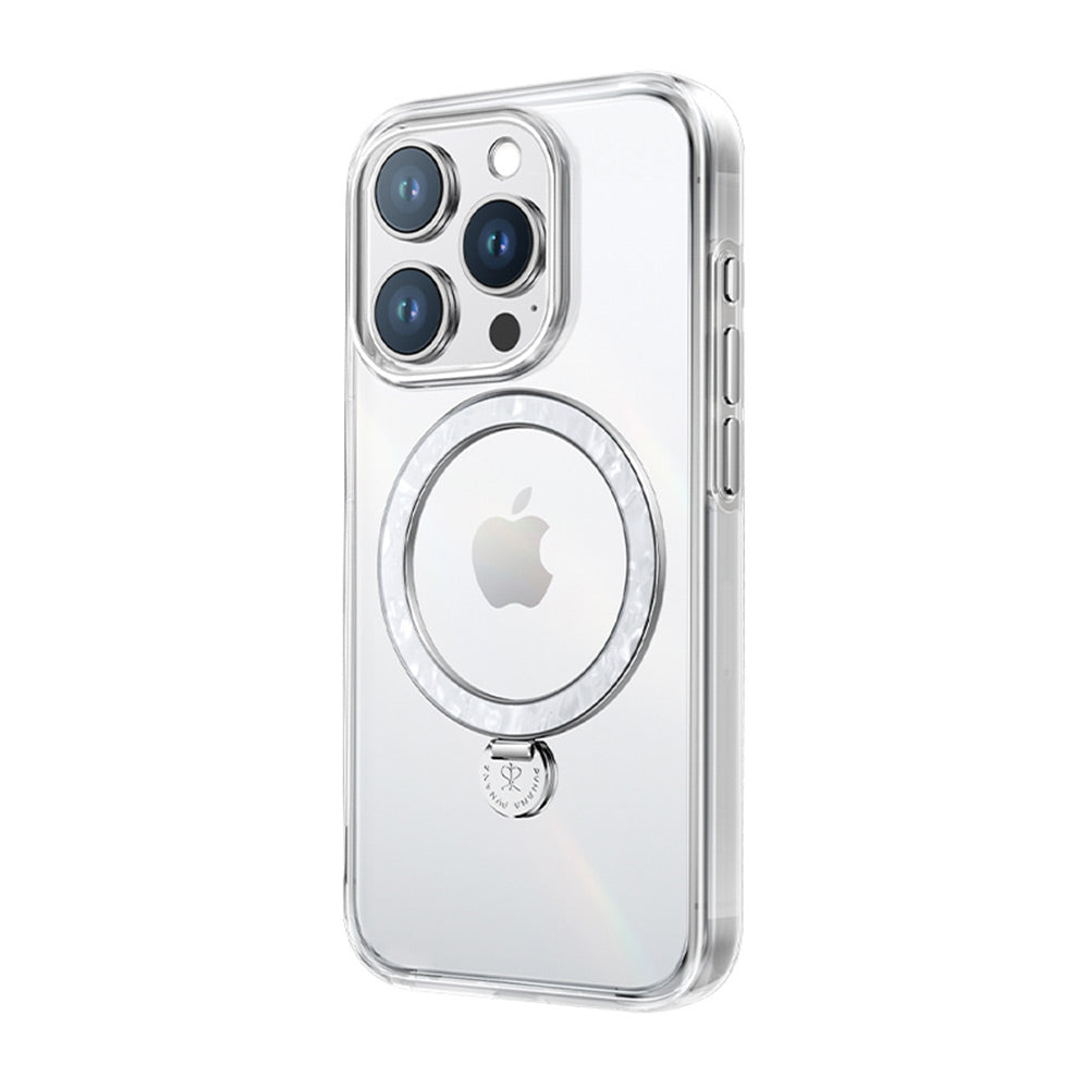 PYNANA iPhone 16 Pro Max Dancing Streamer Magsafe-貝殼磁圈保護殼(白)