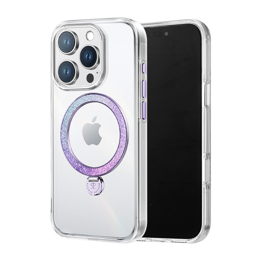 PYNANA iPhone 16 Pro Max Dancing Streamer Magsafe-水鑽磁圈保護殼(紫)
