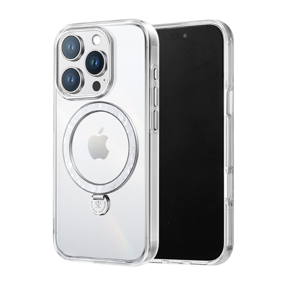 PYNANA iPhone 16 Pro Max Dancing Streamer Magsafe-貝殼磁圈保護殼(白)