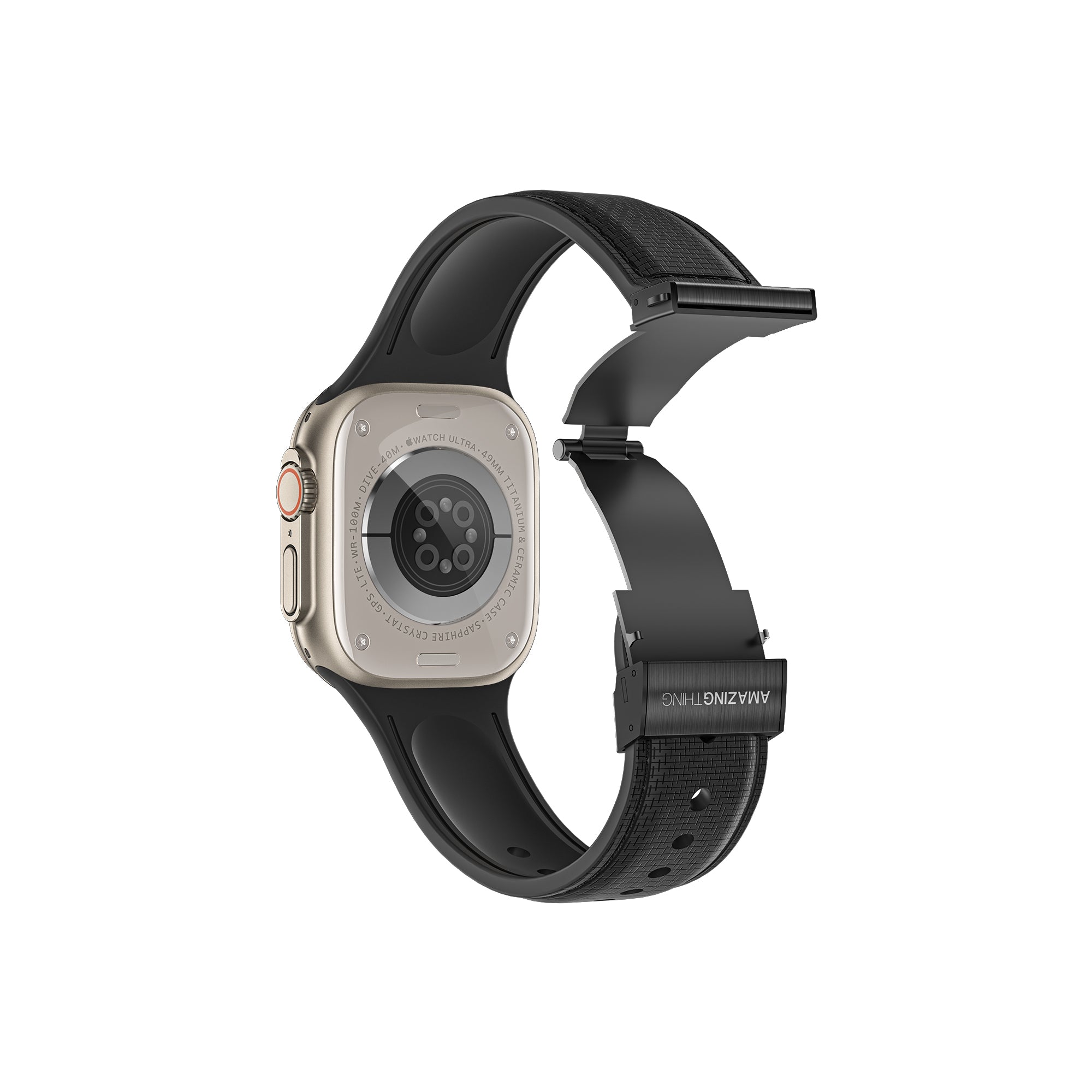 AMAZINGTHING Apple Watch Series (49/45/44/42mm) Titan Swift -皮革紋矽膠錶帶