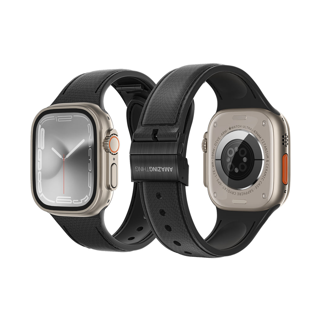 AMAZINGTHING Apple Watch Series (49/45/44/42mm) Titan Swift -皮革紋矽膠錶帶