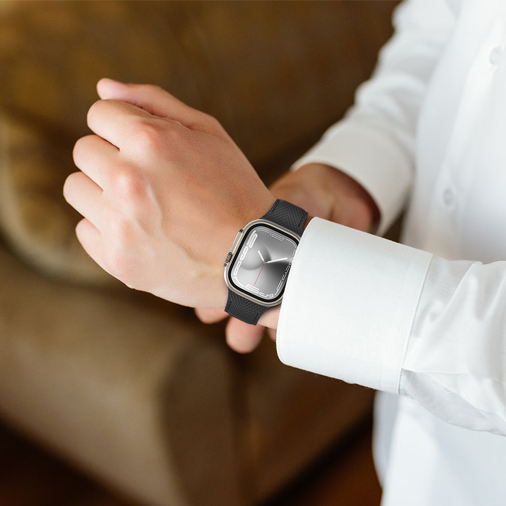 AMAZINGTHING Apple Watch Series (49/45/44/42mm) Titan Swift -皮革紋矽膠錶帶