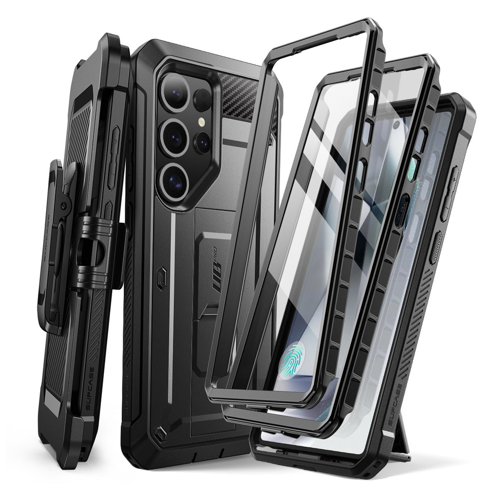 SUPCASE Galaxy S25 Ultra / S25 Plus / S25-抗震防摔支架保護殼(黑: 含螢幕防護膜、夾扣套)