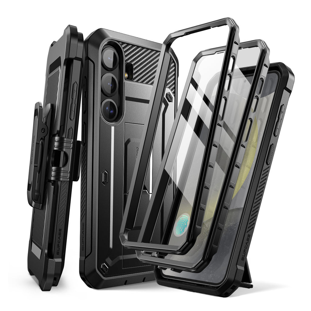 SUPCASE Galaxy S25 Ultra / S25 Plus / S25-抗震防摔支架保護殼(黑: 含螢幕防護膜、夾扣套)